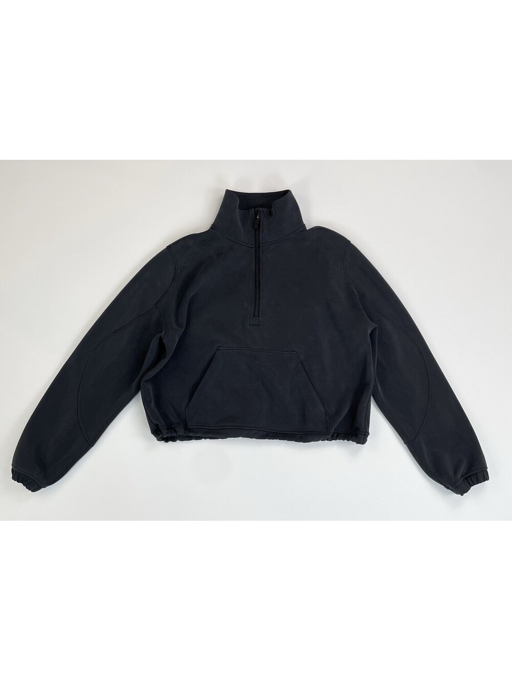 Lululemon Brushed Softstreme Half Zip Womens 6 Black Gray Cropped Pullover